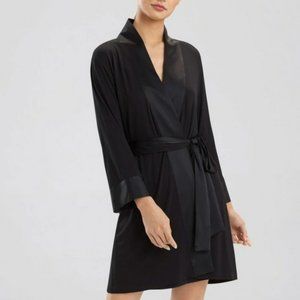 Josie Natori Black 100% Silk Robe